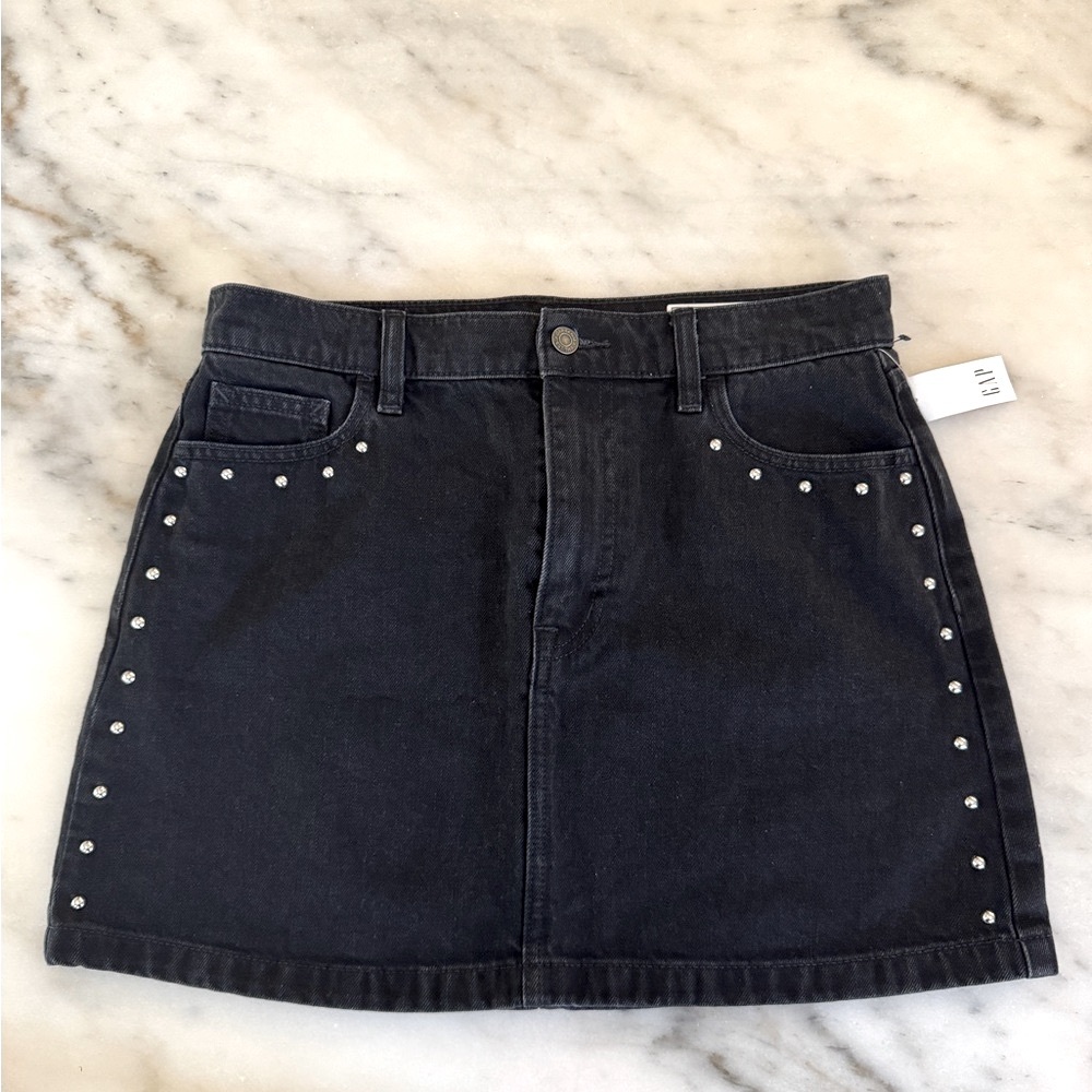 GAP Dark Denim Mini Skirt with Silver Studs